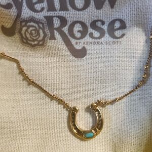 Kendra Scott Noble Vintage Gold Horseshoe Pendant Necklace Dark Teal Magnesite